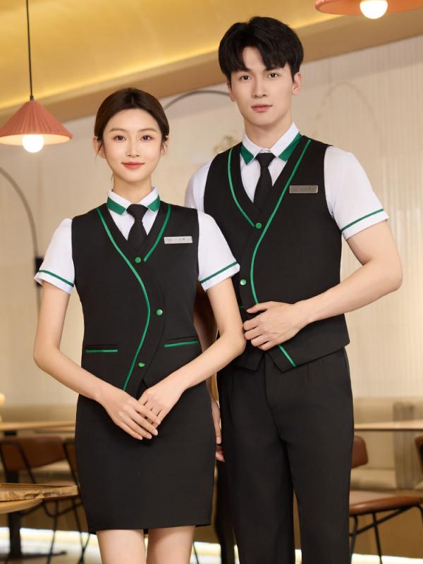 ベスト 男女兼用 ホテル フロント 受付 飲食 レストラン サービススタッフ 制服 作業着 美容 エステ ポリエステル 無地