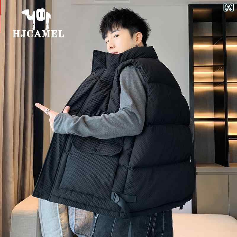 ベスト 男性用 中綿ベスト 秋冬 加厚 コーデュロイ ゆったり 普段使い 部屋着 ブラック カーキ系 グリーン系