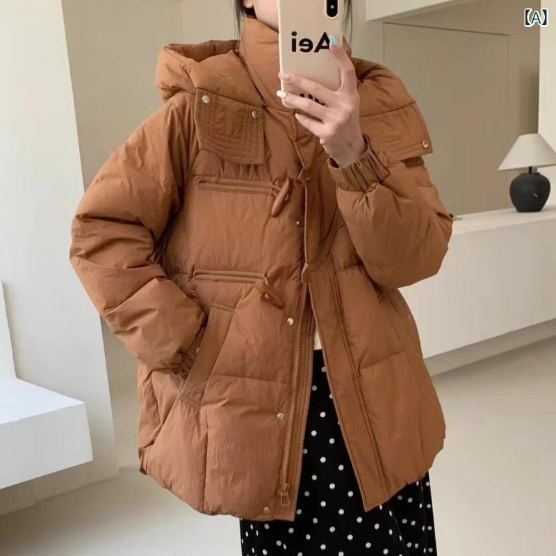 ダウンジャケット レディース 中綿入り ゆったり 白ダウン アウター 長袖 ミドル丈 暖かい 防寒 軽量 カジュアル かわいい おしゃれ 通勤 秋冬 パープル ブラック3