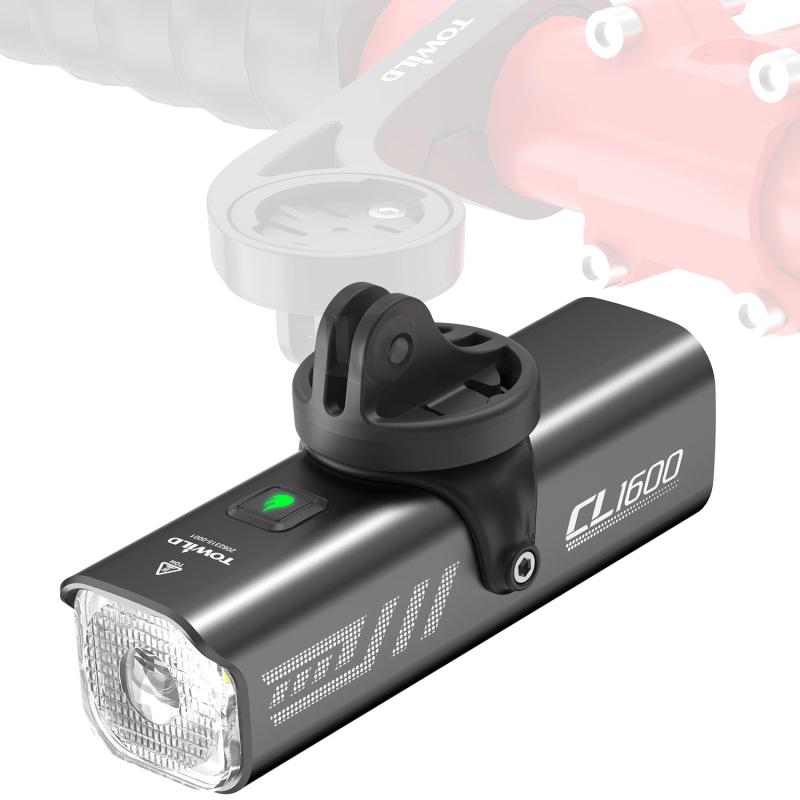 TOWILD CL1600 自転車 ライト USB-C充電式 大容量5000mAh 1600ルーメン 自転車ヘッドライト 防水IPX6 【自動点灯モード搭載&リモコン操作可能】 5段階照明モード 高輝度 クロスバイク ライト 自転