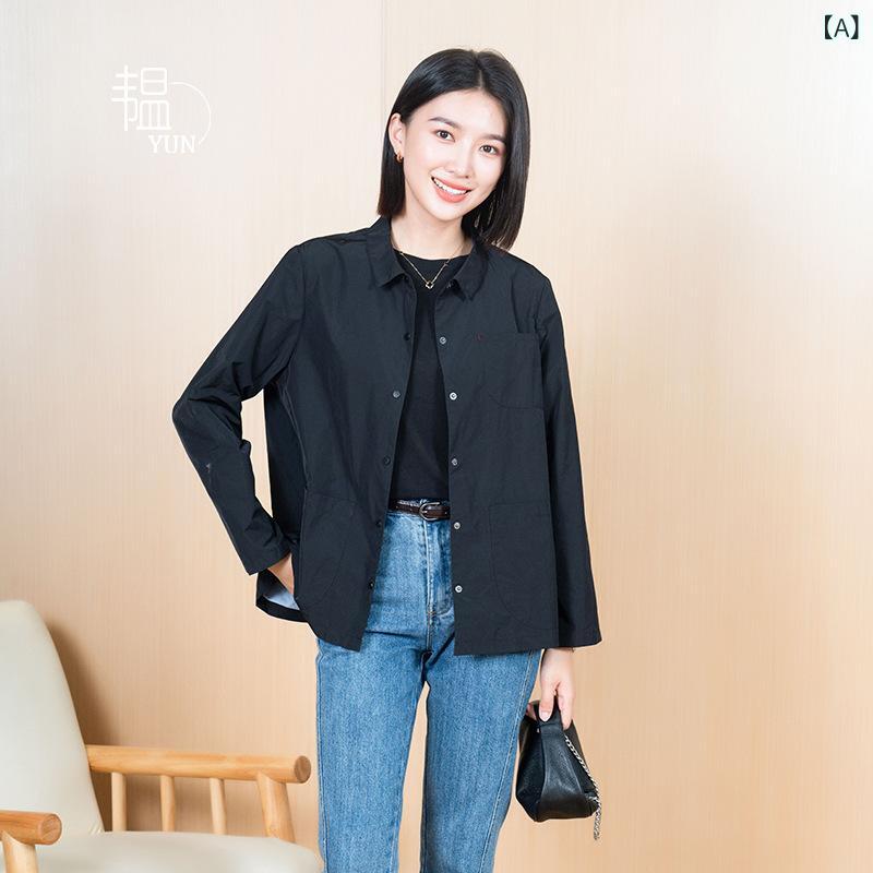 プルオーバー レディース 韓国 襟付き添い人 トップス 長袖 ポリエステル 無地 心地好い ゆったり 体型覆いかぶせる 黒いこと 米国海軍 カーキ3