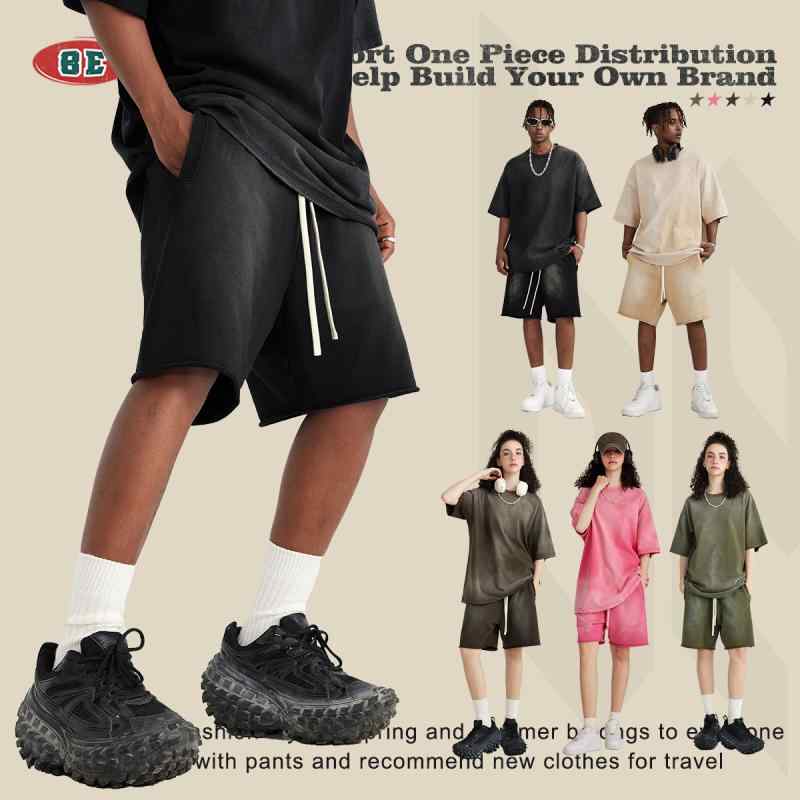 ハーフパンツ 男性用 コットン ウォッシュ加工 グラデーション カーキ色 アーミーグリーン ローズレッド ブラック コーヒー色 直筒型 スポーツ 伸縮性3