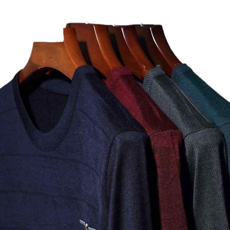 Tシャツ 男性用 ラウンドネック ニット トップス コットン ストライプ柄 春秋 ビジネス 紳士服 長袖 グレー ハ 青 ワインレッド ブルー ブラック レッド M L XL 2XL 3XL 4XL