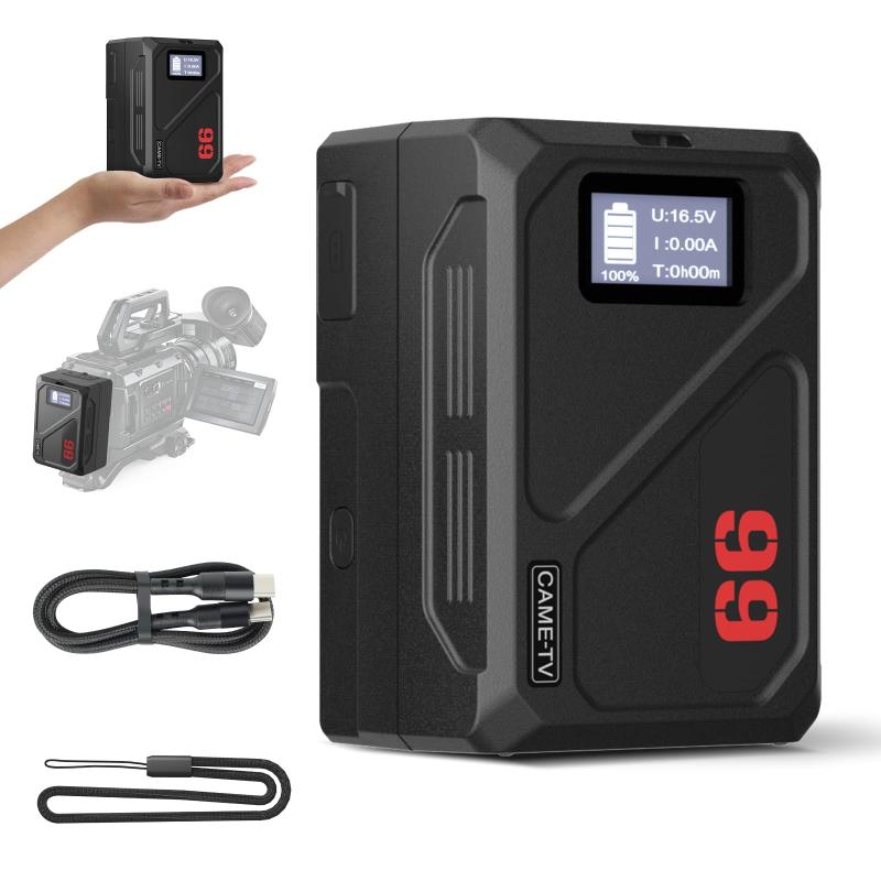 Came-TV Vマウントバッテリー MINI 99C 6900mAh 99Wh 14.4V 小型 Vロック バッテリー PD 65W USB-C 急速充電 大容量 D-TAP/USB-A/DC×2/BP OLED残量表示 カメラ用 BMPCC 4k/6