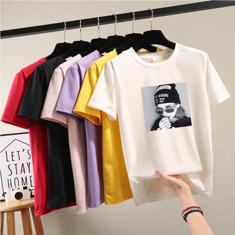 Tシャツ レディース 半袖 韓国風 ゆったり 大きいサイズ カットソー インナー カジュアル トップス 接触冷感 再生繊維 春夏 ブラック グリーン パープル レッド イエロー ホワイト ピンク系3