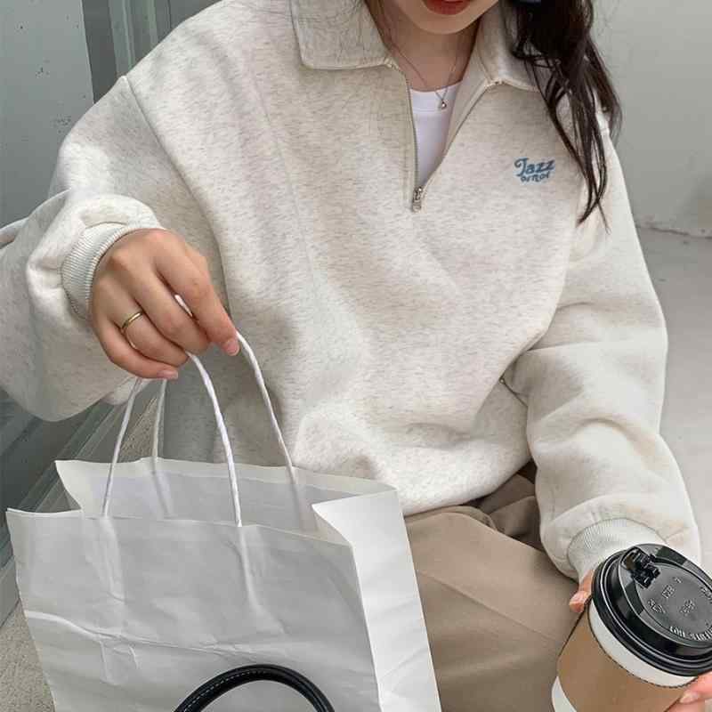 スウェット レディース 秋冬 リラックスタイル POLO襟 プルオーバー トップス 長袖 カットソー ゆったり 部屋着 普段使い オフホワイト ネイビー
