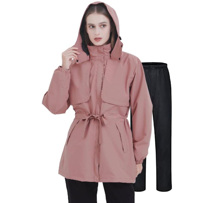 [TopKylin] レインウェア レディース レインコート 女性 上下セット 防寒 防水ウェア 雨具 カッパ 雨合羽 ウインドブレーカー ストレッチ素材 透湿 軽量 防風 ゴルフ 登山 自転車 バイク 通勤