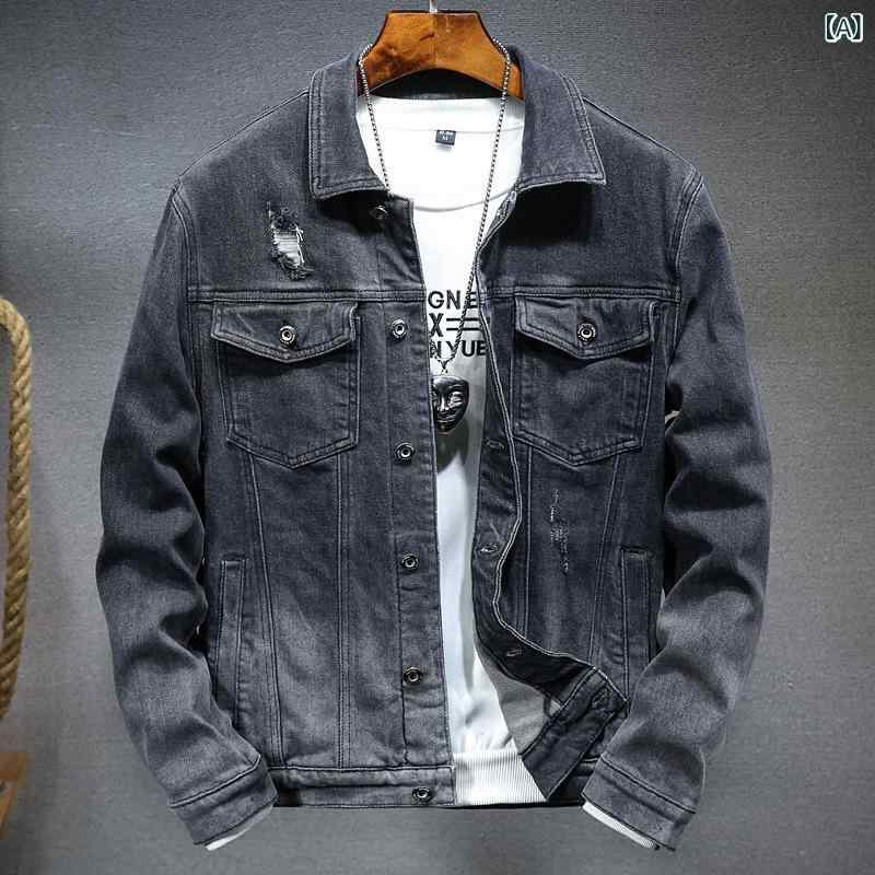 ジャケット 男性用 デニム トップス 長袖 スリムフィット ストレッチ 普段使い3|YKsakai