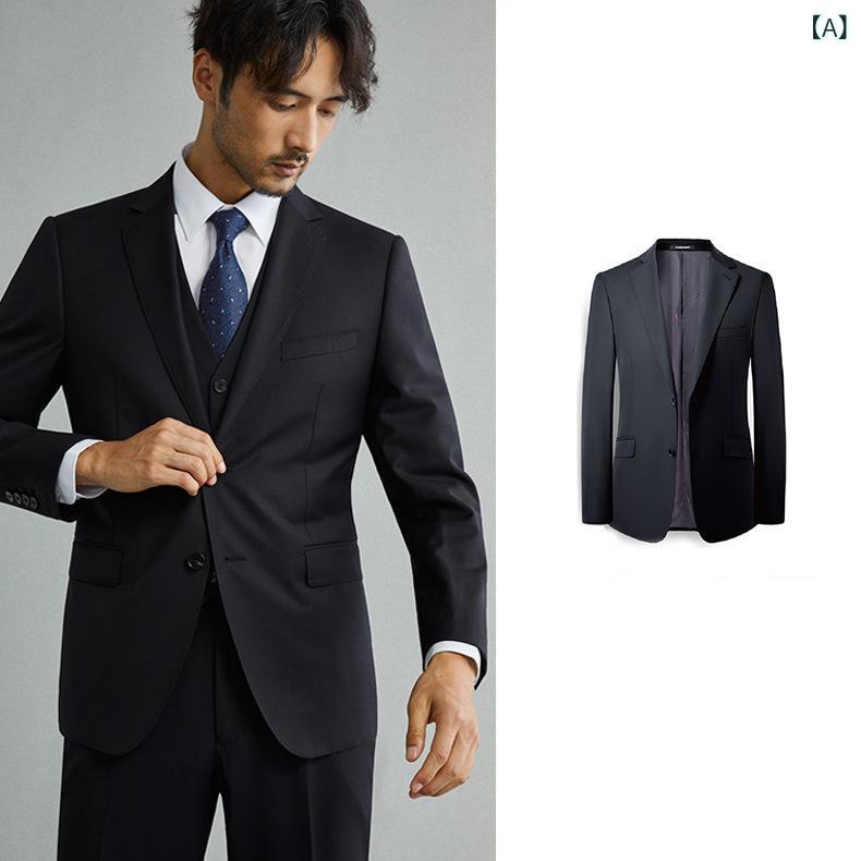 メンズ ウール スーツ セットアップ フォーマル 結婚式 礼服 男性用 ブラックスーツ ネイビー ビジネス エグゼクティブ 35歳以上 修身 厚手