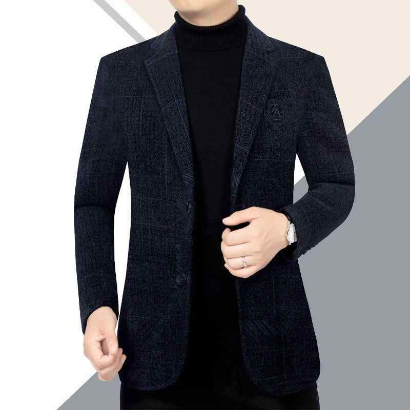 ジャケット 男性用 紳士服 ビジネス カジュアル スーツ 秋冬 裏起毛 厚手 あったか 暖かい 無地 30代 40代 50代 紺色 ネイビー ブラウン 茶色