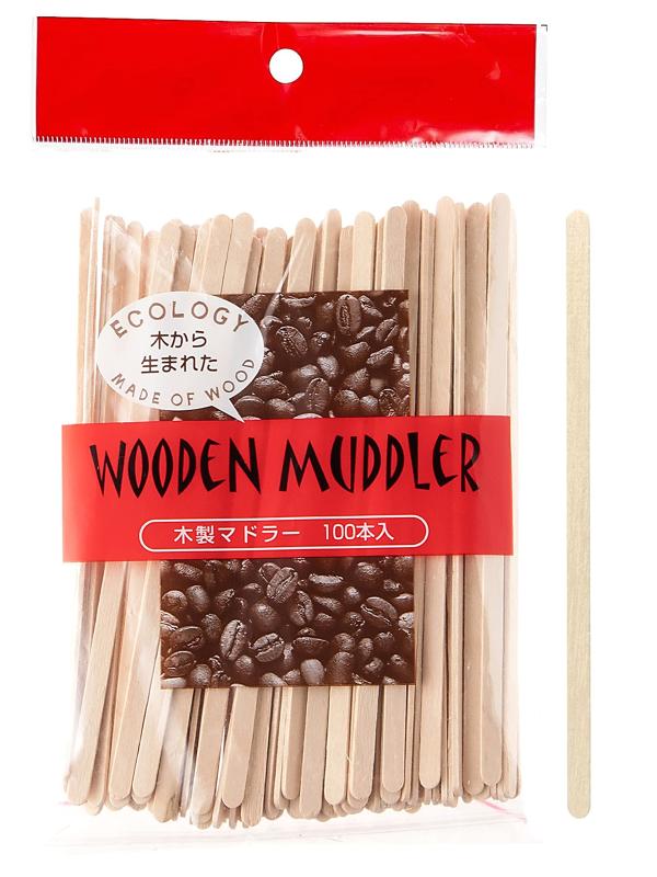 ストリックスデザイン マドラー 使い捨て 木製 100本 ×2個セット 14cm 白樺 チャック付き内袋付き コーヒー 紅茶 業務用 大容量 MA-272