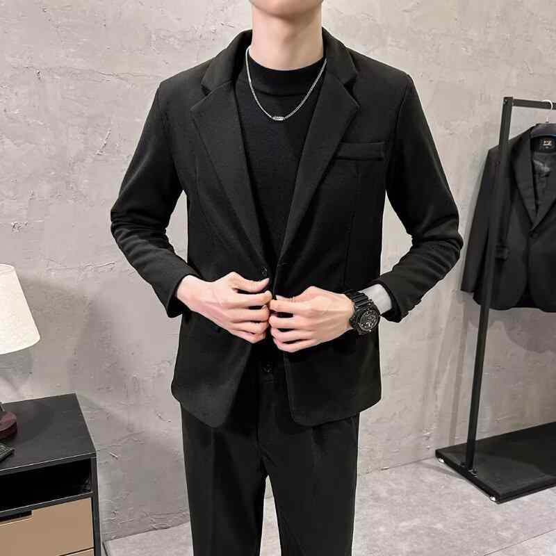 スーツ メンズ 秋冬 厚手 ウールブレンド ビジネス フォーマル 無地 ブラック ダークグレー キャメル S M L XL 2XL 3XL 4XL 5XL