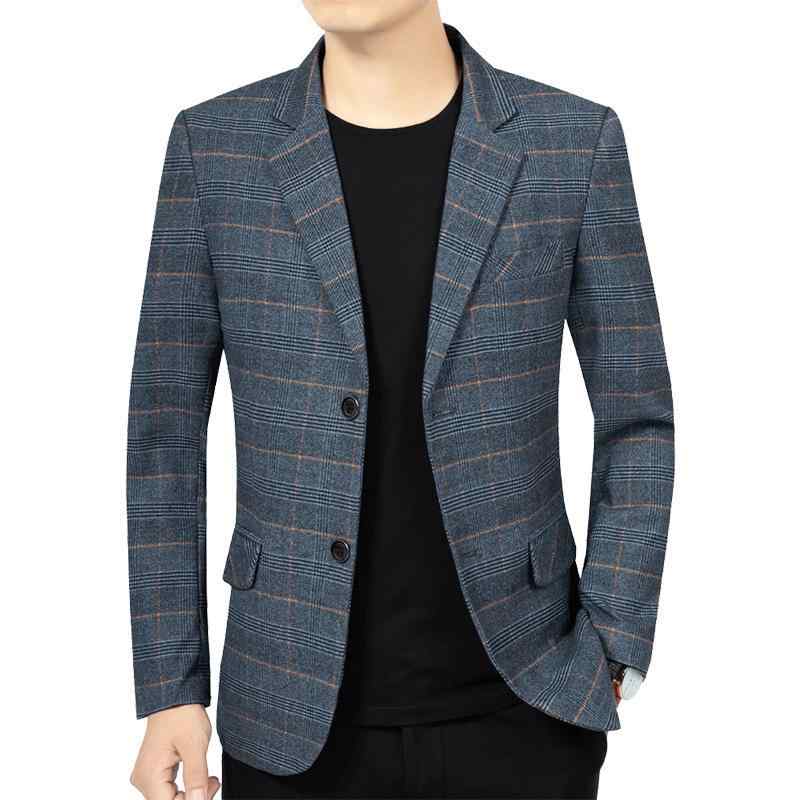 ジャケット 男性用 ストライプ柄 テーラードジャケット ビジネス カジュアル 紳士服 ブレザー 防風 春秋 直筒型 ポリエステル 多ポケット ブルーグレー グレー ブラウン M L XL XXL XXXL 4XL