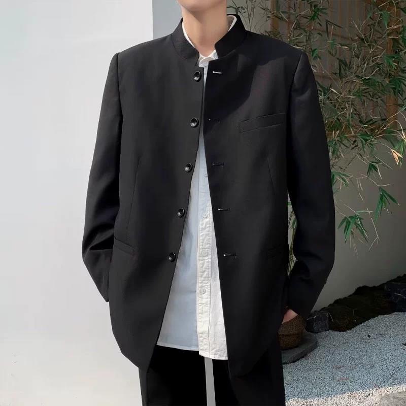 ジャケット メンズ 男性用 唐装 中山服 チャイナ風 立ち襟 コーデュロイ ブラック 春秋 美式 カジュアル