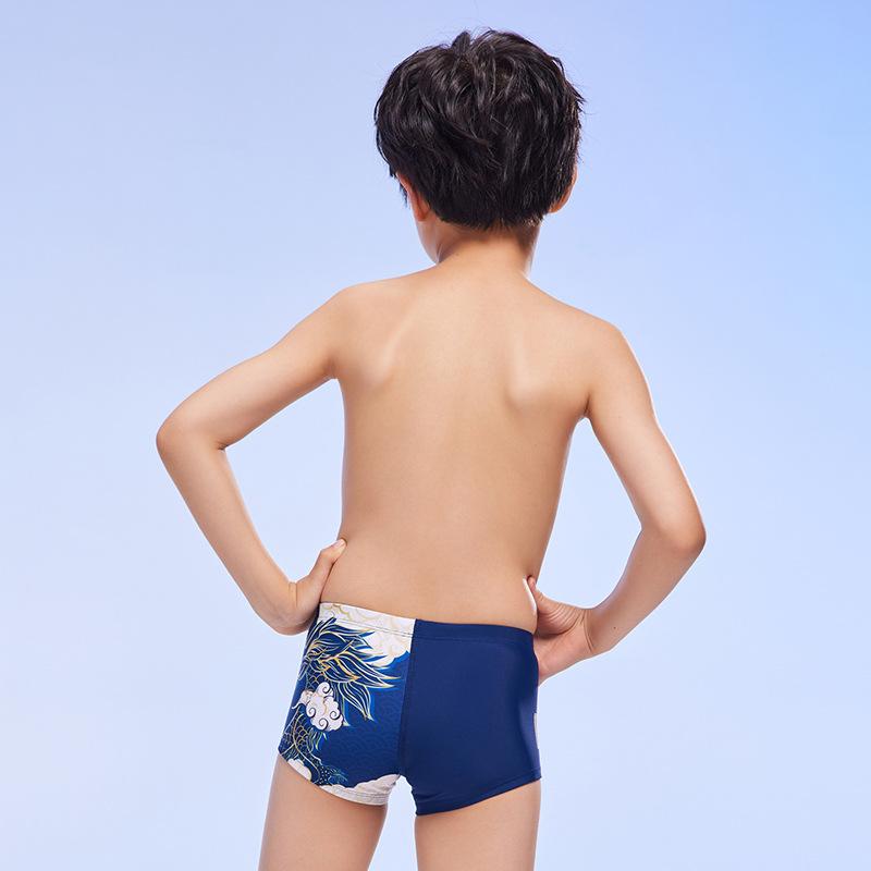 水泳着 御坊っちゃん 御坊っちゃん 形づくる スイムパンツ 水泳ぎズボン下 競泳用 訓練を受ける用 ポリエステル ポンチ絵柄 深藍 金 中国龍