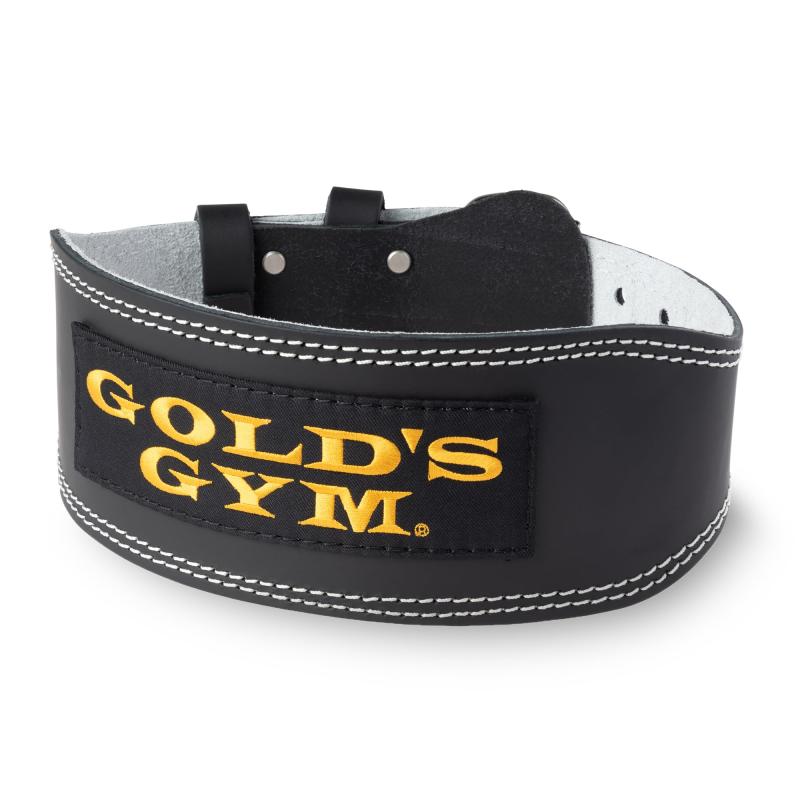 ゴールドジム(GOLD'S GYM) 定番人気 高強度のトレーニングレザーベルト 初心者~上級者 体幹腹圧の安定、怪我防止に スクワット デッドリフト G3368 BK