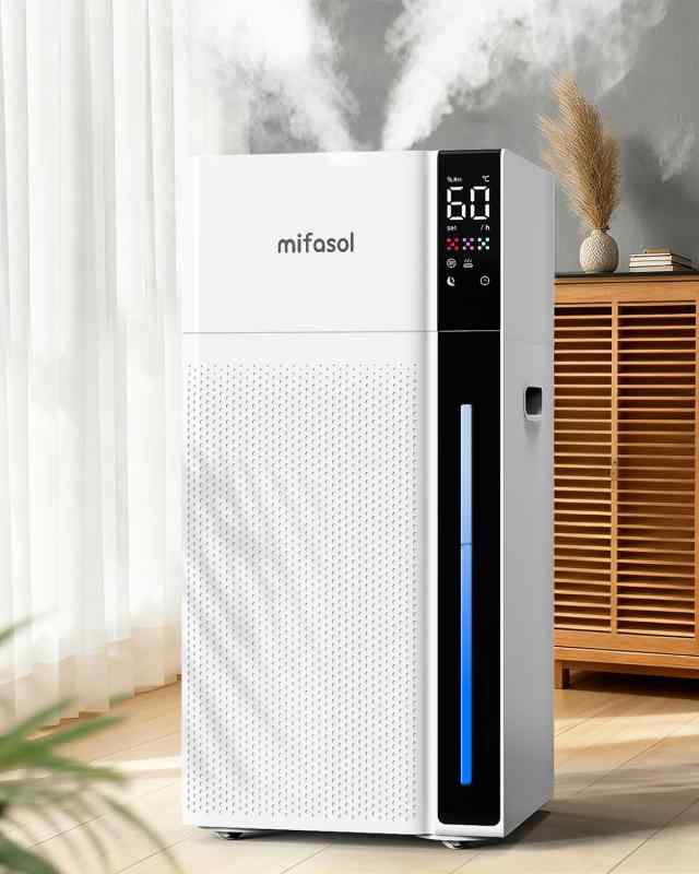 Mifasol 加湿器 ハイブリッド式 スチーム式 大容量20L 業務用 加熱式 +超音波式 加湿 器. お手入れしやすい 自動湿度調整 タワー 上から給水 水浄化 省エネ 遠隔制御 キャスター 35畳 25dB静音 お