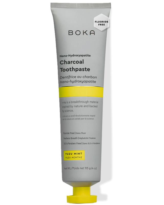 Boka Charcoal Toothpaste - Nano Hydroxyapatite, Fluoride Free, Remineralizing, Sensitive Teeth, Whitening - Dentist Recommended