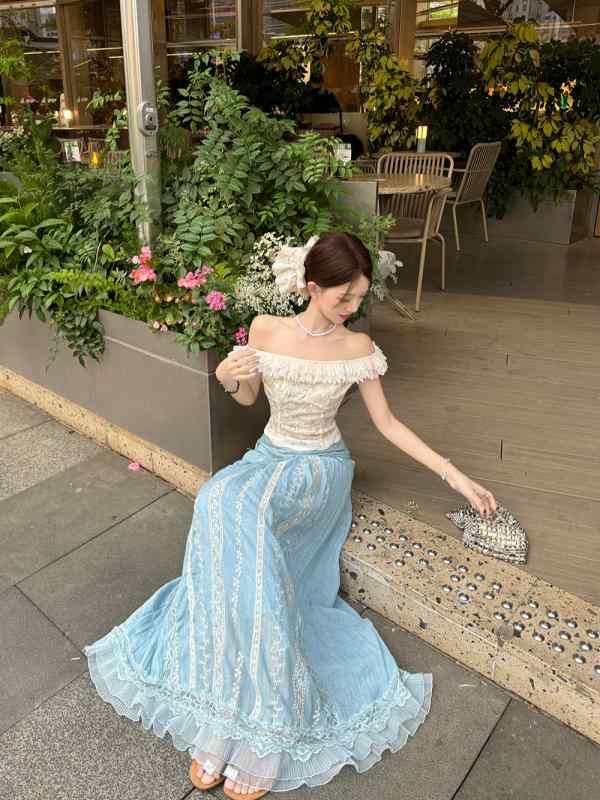 ワンピース レディース 春夏 花柄 レース チュニック ノースリーブ ロングスカート 切り替え リゾート 通勤 きれいめ かわいい コットン