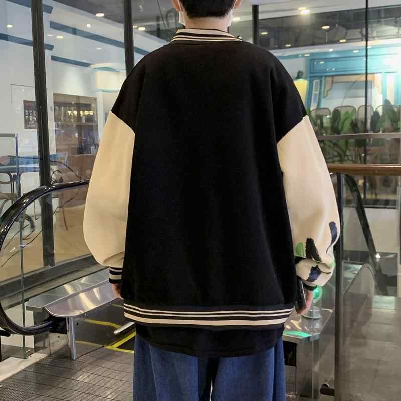 ジャケット 男性用 ブルゾン 春秋 高 Street スタイル 配色 切り替え 立ち襟 ルーズ ポリエステル