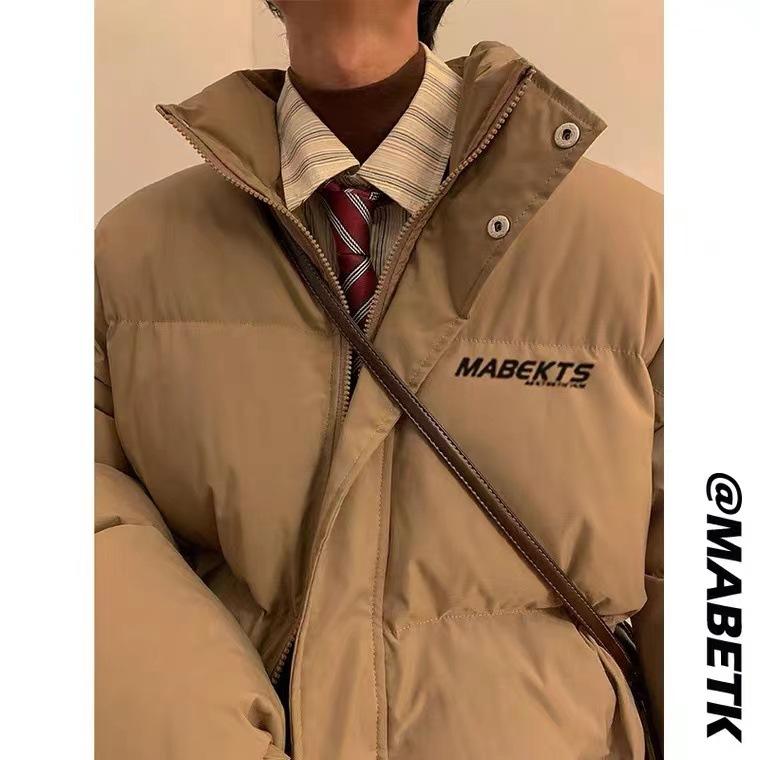 綿ジャケット メンズ 冬服 韓国 ゆったり 厚手 ブルゾン ストリート系 アウター 無地 防寒 暖かい スタンドカラー ブラック アイボリー カーキ3