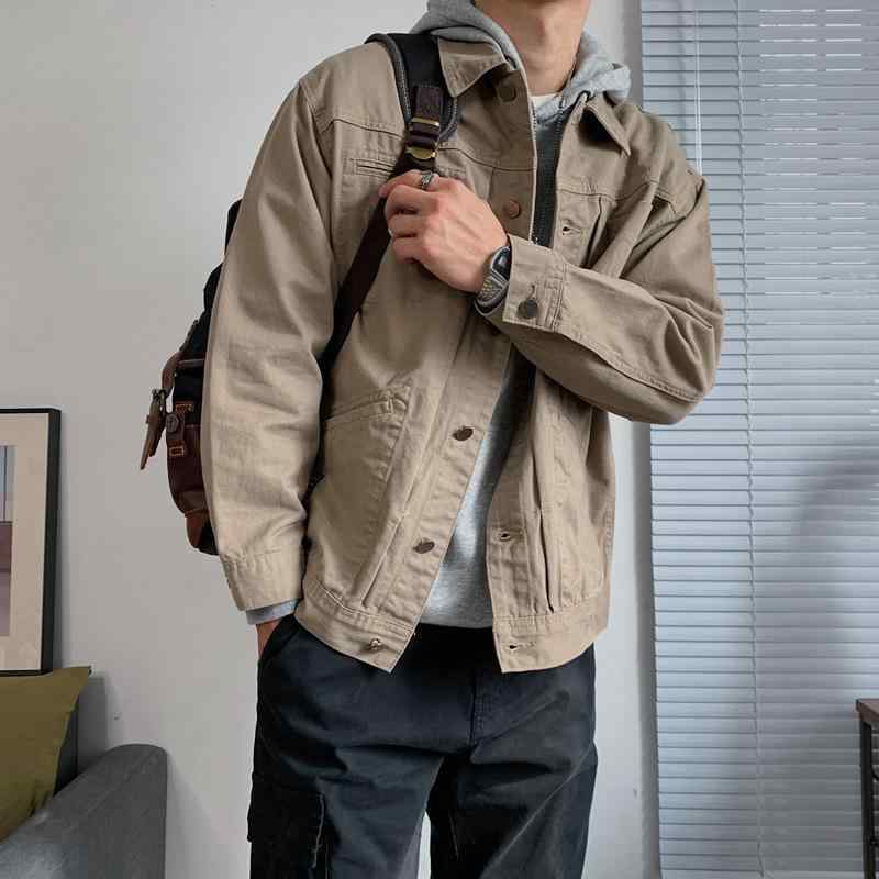 ジャケット 男性用 オーバーサイズ ストリート系 ルーズ 秋物 アウター カーキ 黒 ポリエステル3 5,133円