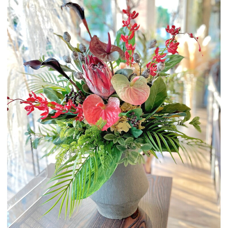 楽天市場】アレンジメント レッド 造花 クラシカル 華やか アーティ