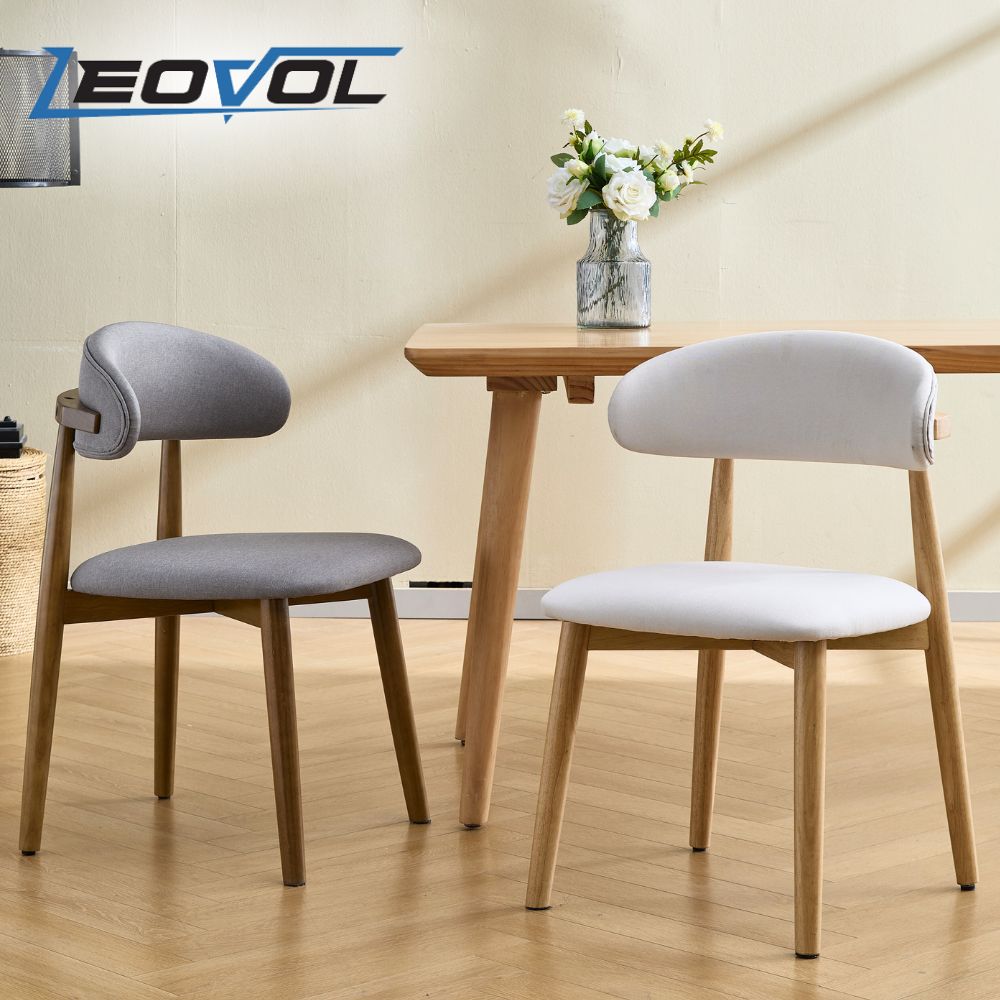 LEOVOL 椅子 ダイニングチェア 天然木 ワイド 食卓椅子 チェア ドレッザーチェア ワイドチェア 曲げ木 チェアー デスクチェア 木製チェア 1脚 2脚 リンネ生地 北欧 おしゃれ 傷防止 高さ調節 アジャスター リビング 書斎 カフェ 化粧室 レストラン