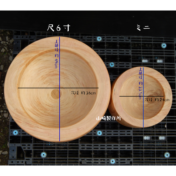 ミニ臼 尺1寸 5合〜1升用 高さ24cm 欅餅つき臼(うす)・臼 穴径24cm(深