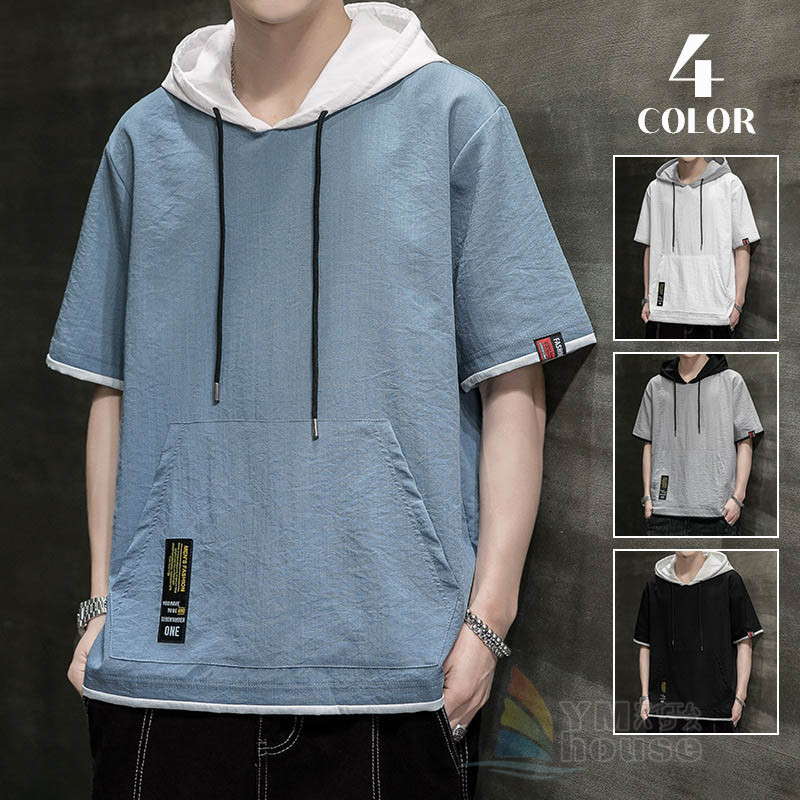 楽天市場】Tシャツ メンズ 半袖Tシャツ 五分袖パーカー メンズtシャツ