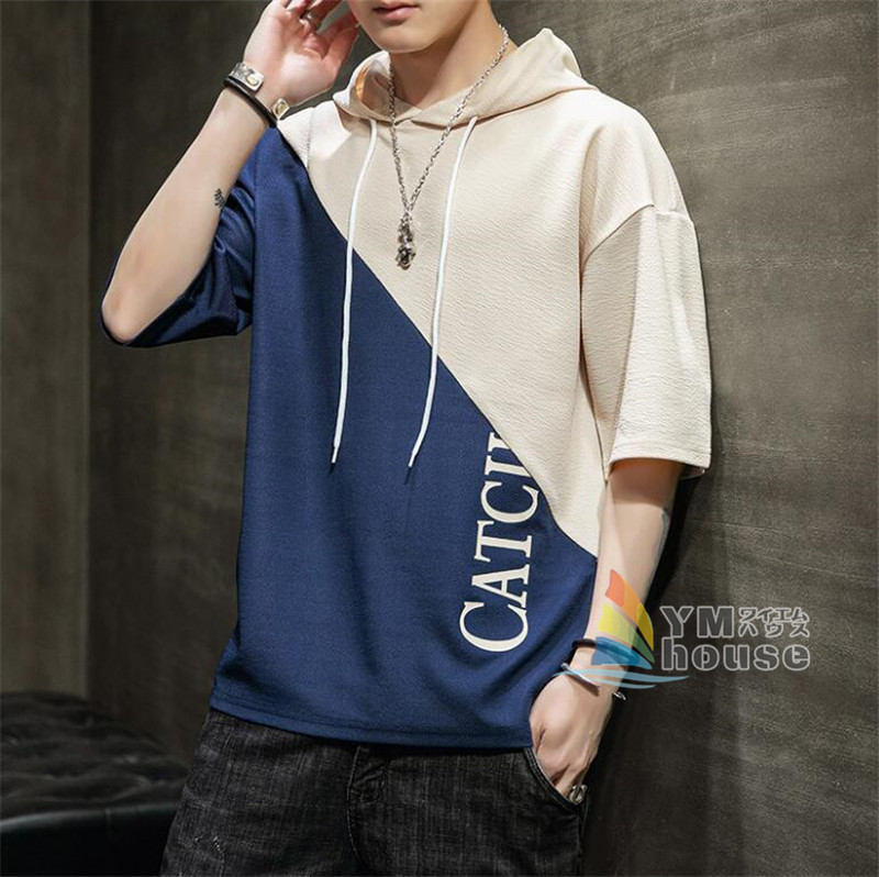 楽天市場 送料無料 スウェット パーカー プルオーバー 半袖 メンズパーカー 半袖パーカー プルパーカー 五分袖 夏 メンズ パーカ カジュアル 大きいサイズ おしゃれ ワイエムハウス