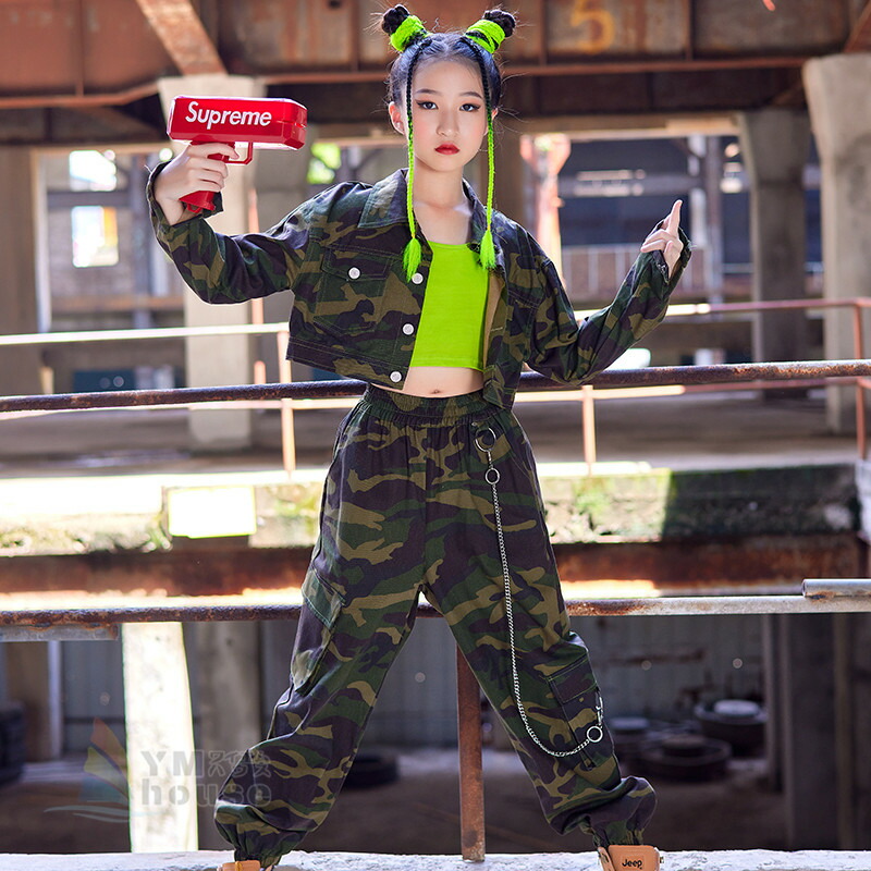 楽天市場】迷彩 キッズダンス衣装 女の子 ジャケット 迷彩柄 タンク