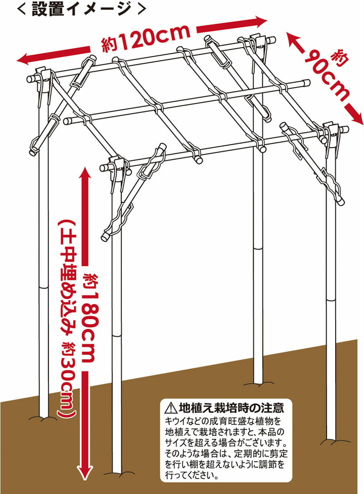 くだもの棚設定 Kt S 90cmスコープ果物棚 とくにぶどう棚や藤棚としてオススメ幅90cm 深長さ1cm 創案数さ180cm縦ホース口径26mm 屋根パイプ直径19mm Hiksudan Com