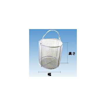 MM　ステンレス（SUS304) 洗浄カゴ　丸型 400×400×300mm（ワイヤーピッチ5mm）　WBM-4030