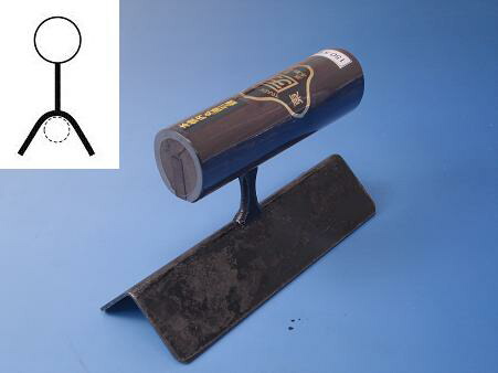ヒマサ　カクマン左官［0203741］ 中首　内丸面引鏝【本焼】長さ120mm×径54.0mm（黒柄）【受注生産品】