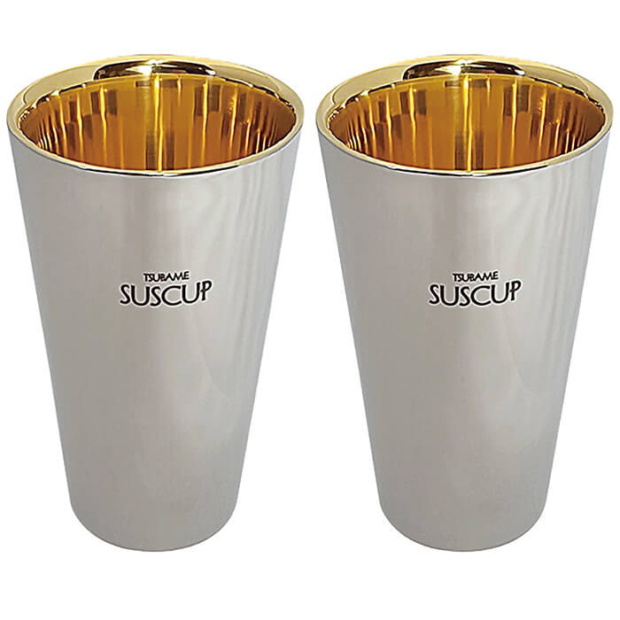 【頑張って送料無料!】SUSCUP ストレートカップペア 内面24金メッキ(SCW-4GP)【燕市製|株式会社O・S】|村の鍛冶屋