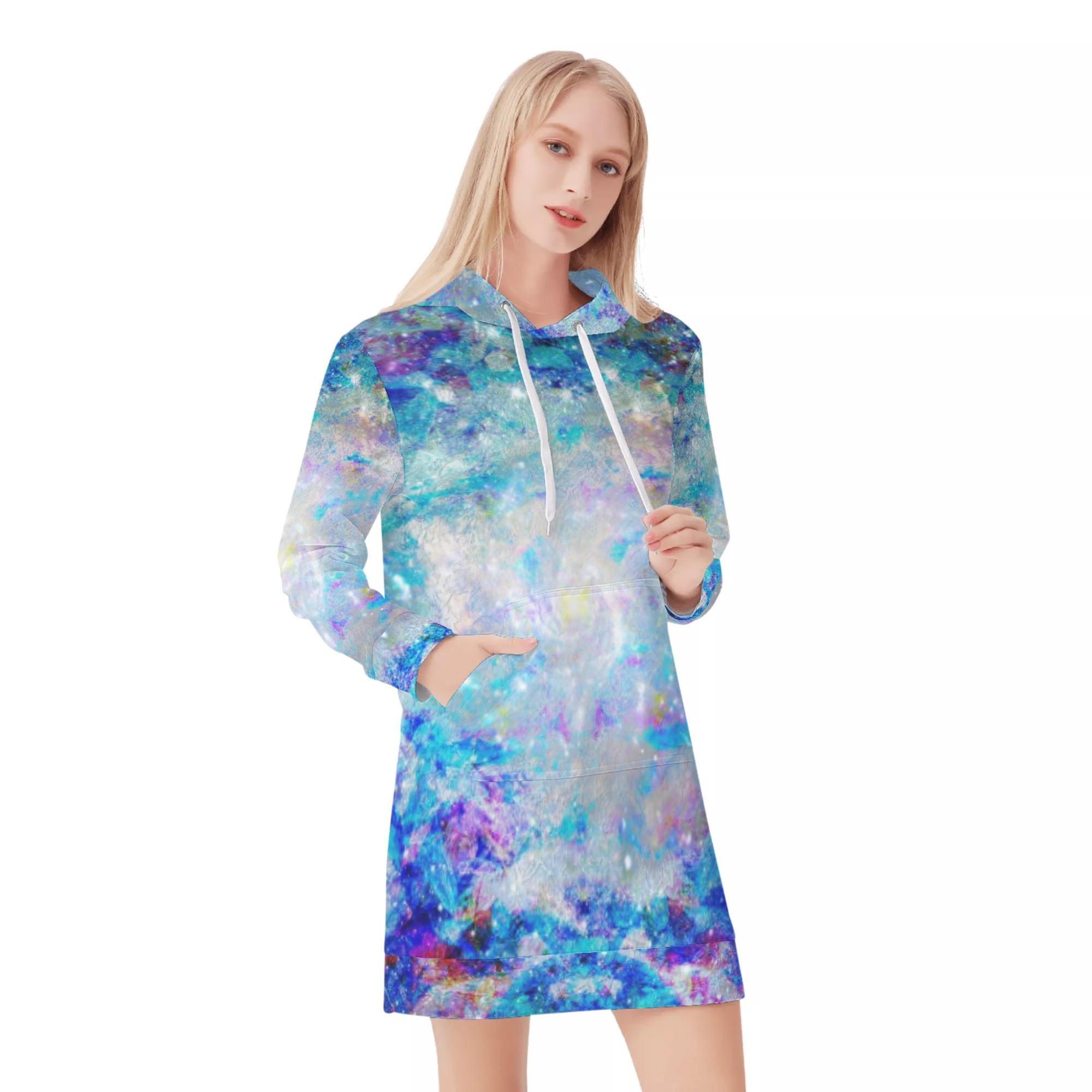 Botanical Universe(パーカーワンピース) パーカーワンピース レディース アート グリーン ブルー ボタニカル 植物 自然 綺麗 星 宇宙 ユニーク 個性的 スタイリッシュ お洒落 ファンタジー