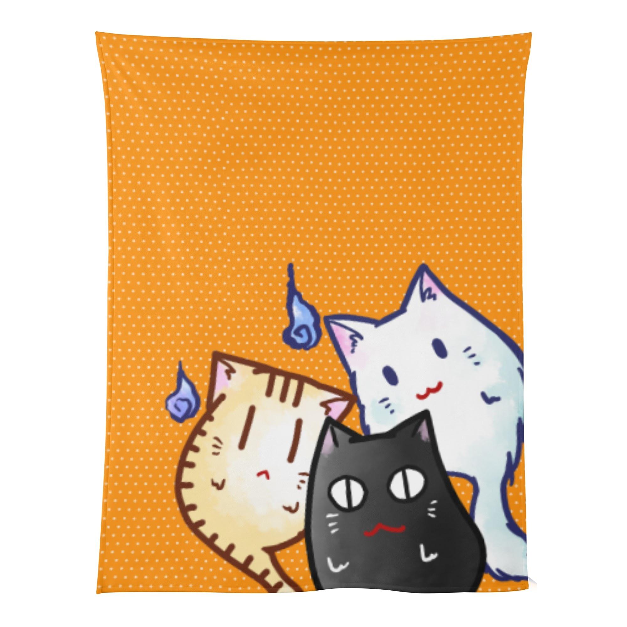 ねこゆうれいオレンジ(ベビーブランケット) ベビーブランケット ユニセックス ホームデコレーション 全て 動物 キャラクター 猫 可愛い ねこ オリジナルキャラクター 幽霊 おばけ 鬼火