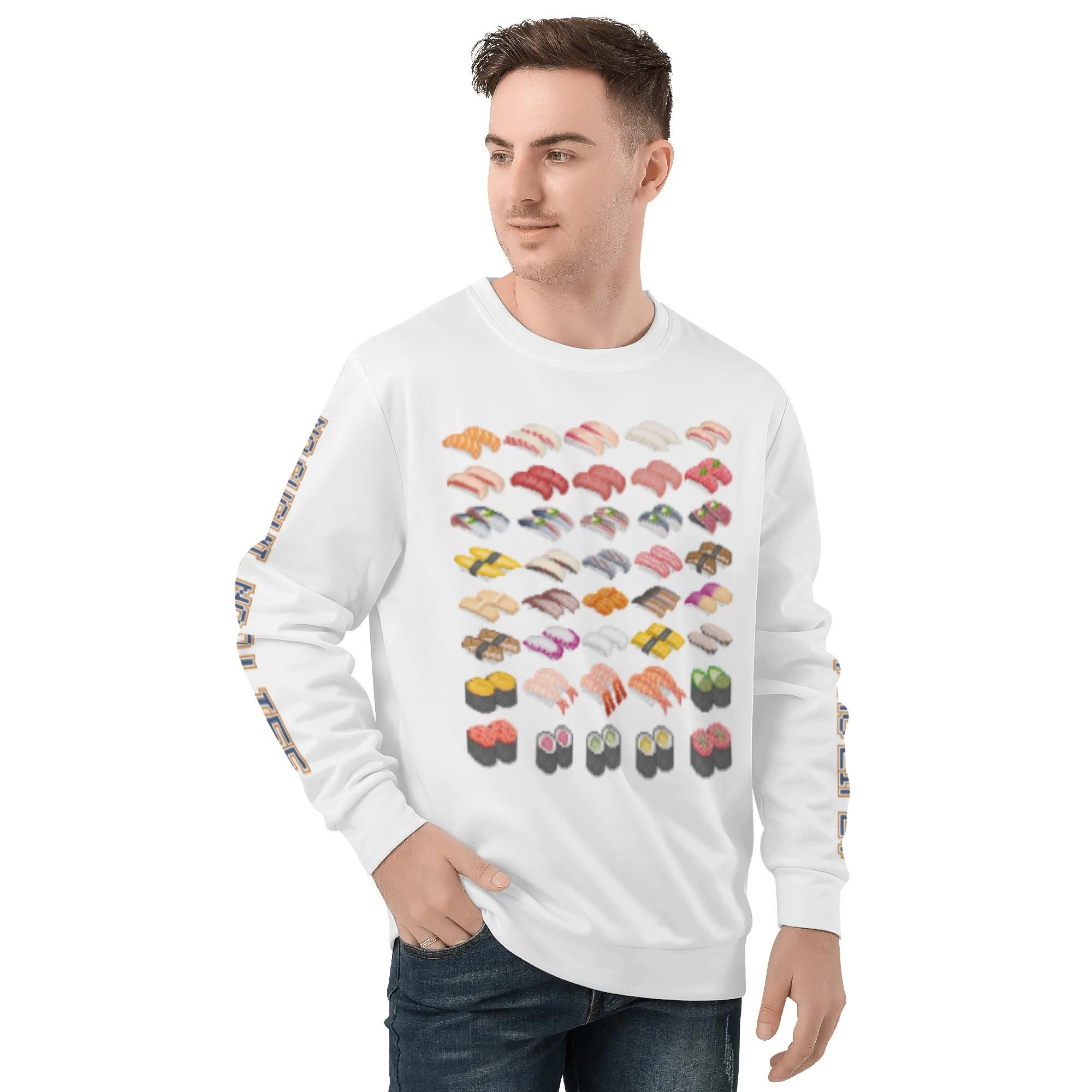 SUSHI_3W_MSW(メンズスウェット) メンズスウェット メンズ 全て 食べ物 ドット絵 寿司 スシ フード 和食 SUSHI nekototuribito _ID018