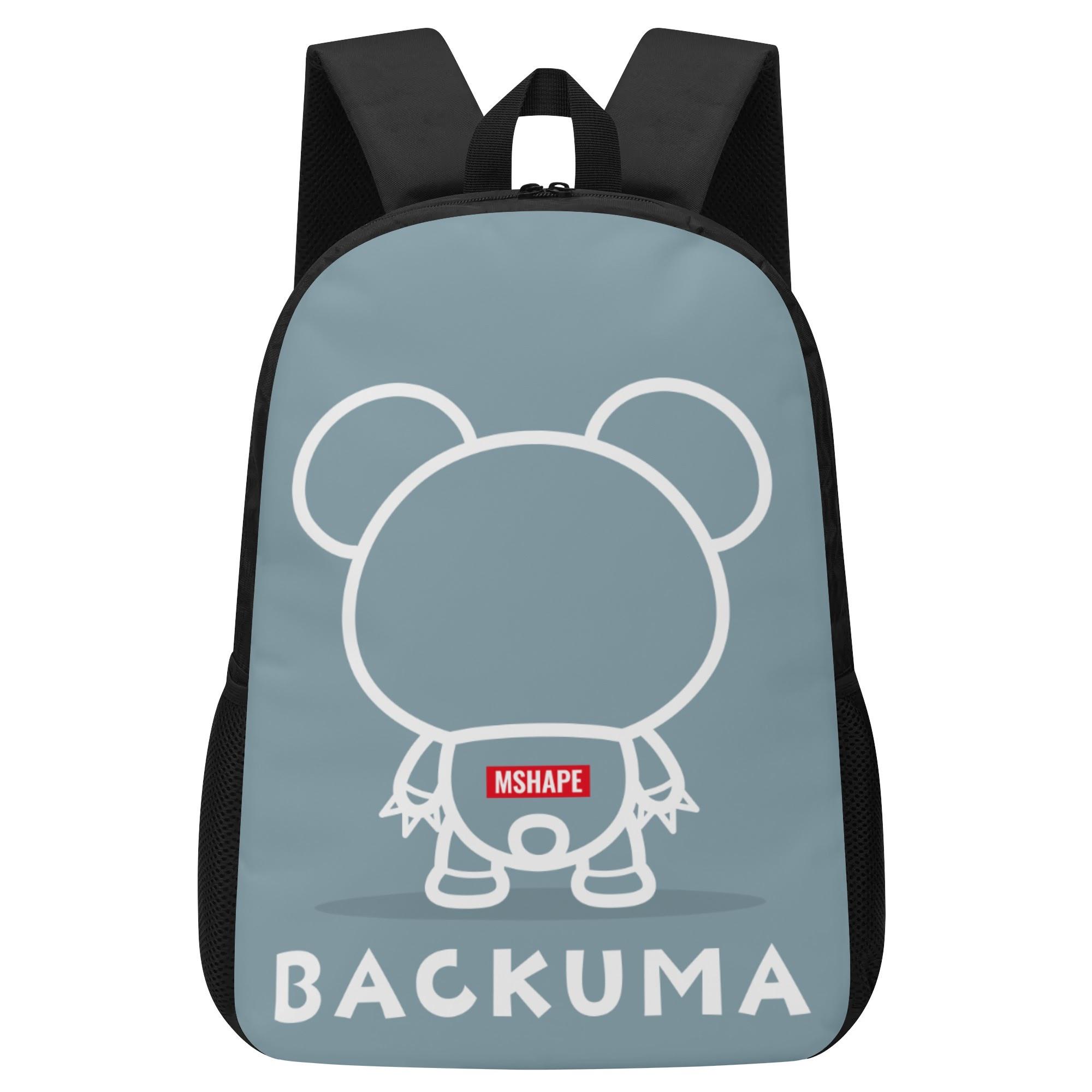 BACKUMA(ニューラップトップバックパック) ニューラップトップバックパック ユニセックス バッグ キャラクター BACKUMA 後ろ姿のクマ 可愛いくまのキャラクター アニマル柄 Mshape _ID018
