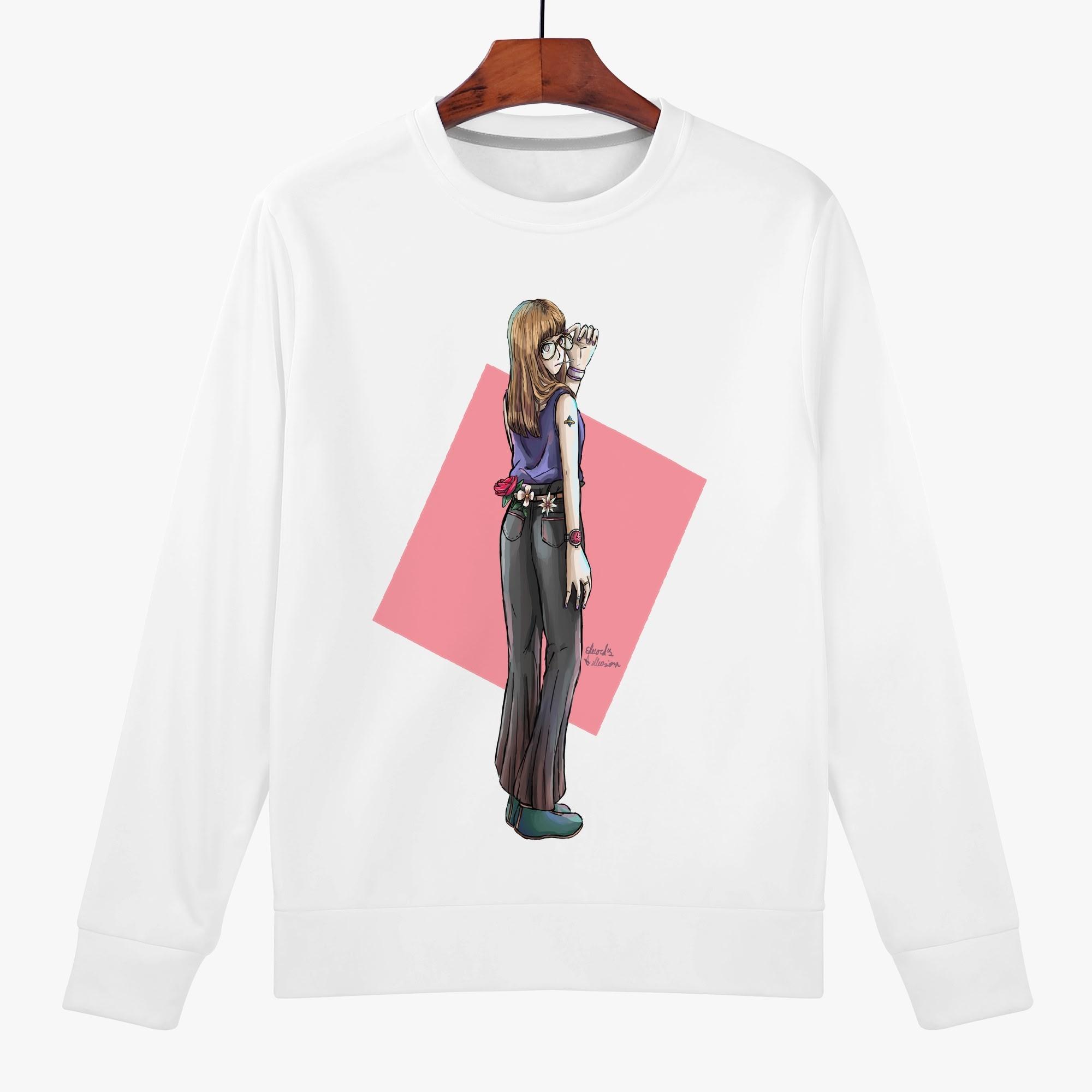 sweater with cute design(レディーススウェット) レディーススウェット レディース 全て キャラクター アート かわいい ピンク 女の子 可愛い 白色 eduard´s illusions _ID018