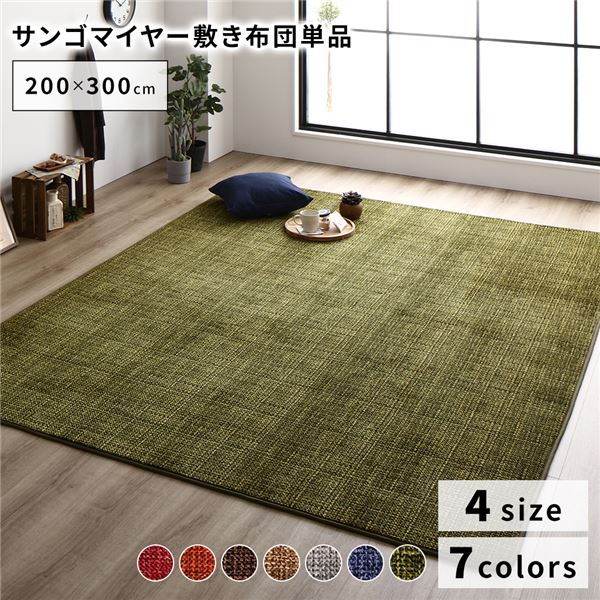こたつ敷き布団/ラグマット 【約200×300cm グリーン】 防滑加工 ホットカーペット対応 マイクロファイバー サンゴマイヤー リビング【代引不可】_ID014