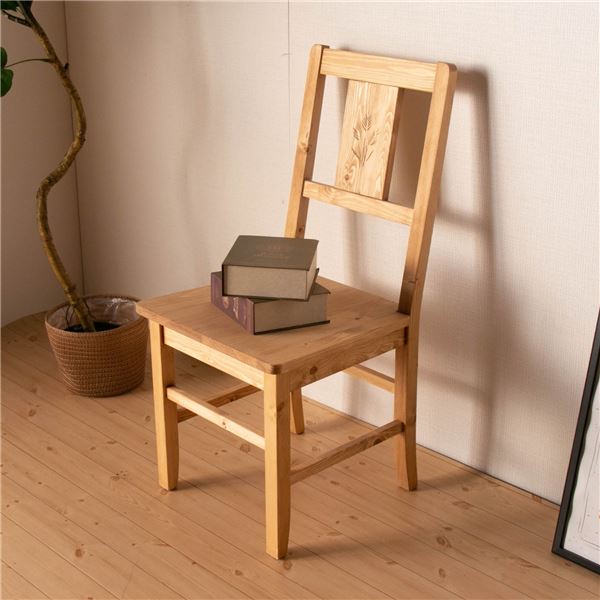 ダイニングチェア 食卓椅子 44×50.6×90cm ナチュラルブラウン 2脚組 木製 パイン材 完成品 リビング ダイニング_ID014