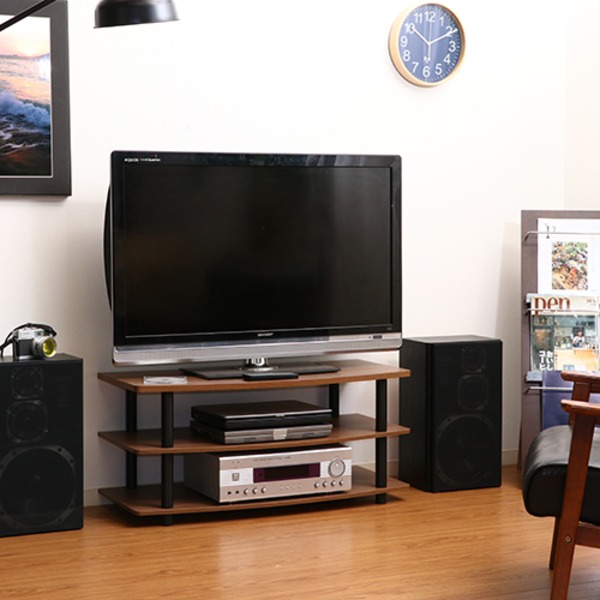 テレビ台 テレビボード 約幅90cm ブラウン 収納棚 脚付き オープンラック リビング ダイニング インテリア家具【代引不可】_ID014