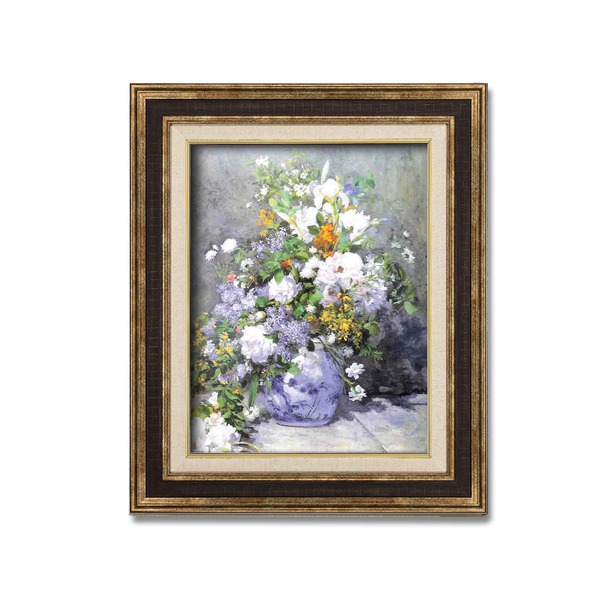 〔 額装品 〕 世界の名画 ダークブラウンアンティーク額 F6 ルノワール「花瓶の花」 フレーム 額縁 額_ID014