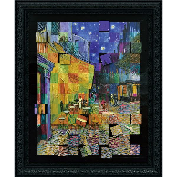 ユーパワー 名画モザイクアート Gel加工 アートフレーム Lサイズ ゴッホ「夜のカフェテラス」_ID014