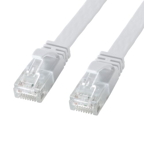 カテゴリ6AフラットLANケーブル ホワイト 15m 高弾力PVC製、ツメ折れ防止カバー付、10Gビット KB-FL6AL-15W サンワサプライ 送料無料 新品