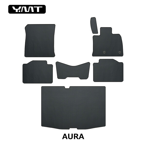 YMT 日産オーラ AURA FE13系カーボン調ラバー製フロアマット + ラゲッジマット（トランクマット）｜Ｙ・ＭＴ