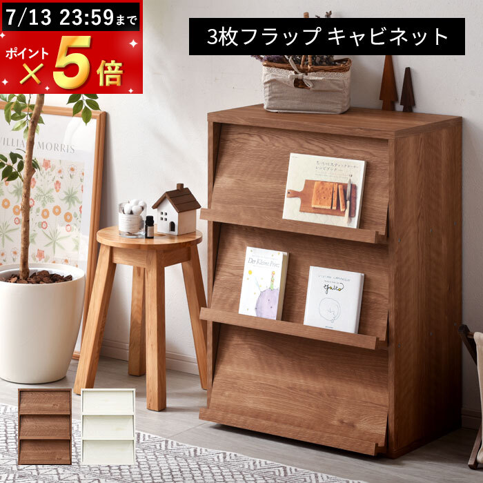 フラップキャビネット(扉付き本棚) HAGiHARA 本棚 扉付き フラップ扉 収納 おしゃれ 扉付き収納 扉
