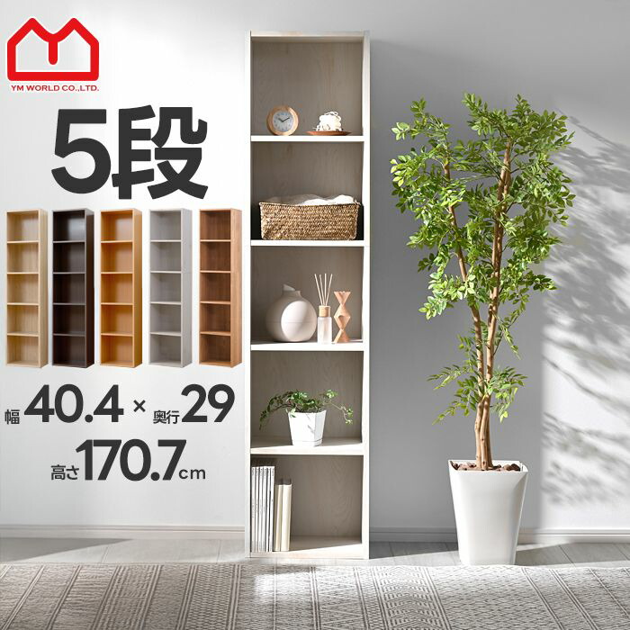 本棚 カラーボックス 薄型 コミックラック 木製 5段 スリム ブラック